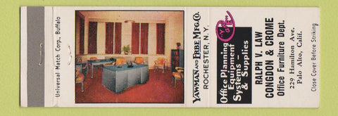 Matchbook Cover - Yawman Erbe Office Furniture Ralph Law Palo Alto CA