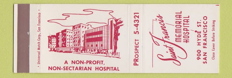 Matchbook Cover - Saint Francis Memorial Hospital San Francisco CA