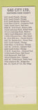 Matchbook Cover - Gas City oil gas Chicago Oak Lawn Orland Park Burr Ridge IL