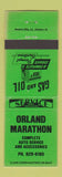 Matchbook Cover - Orland Marathon oil gas IL? GREEN