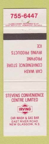 Matchbook Cover - Irving oil gas New Glasgow NS Stevens