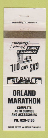 Matchbook Cover - Orland Marathon oil gas IL? WHITE WEAR
