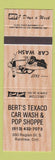 Matchbook Cover - Bert's Texaco oil gas Car Wash Pop Shoppe Renfrew ON