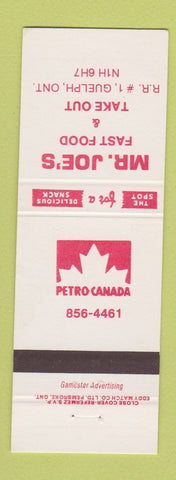 Matchbook Cover - Petro Canada oil gas Mr Joe's Guelph ON