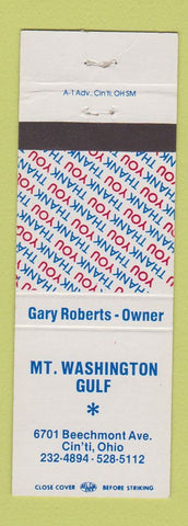 Matchbook Cover - Mount Washington Gulf oil gas Cincinnati OH