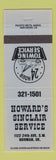 Matchbook Cover - Howard's Sinclair oil gas Norman OK