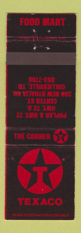 Matchbook Cover - Texaco oil gas Collierville TN WEAR