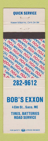 Matchbook Cover - Bob's Exxon oil gas Saco ME