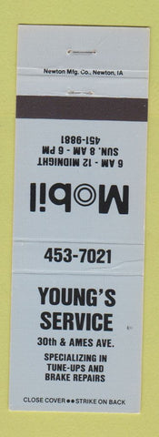 Matchbook Cover - Mobil oil gas Young's Service