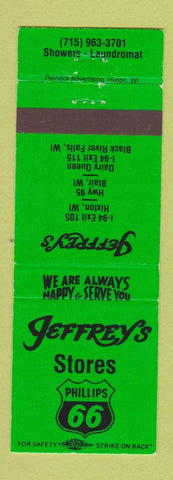 Matchbook Cover Jeffrey's Phillips 66 oil gas Hixton WI Blair Black River Falls