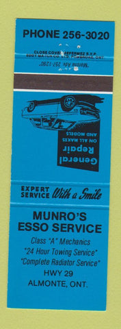 Matchbook Cover - Munro's Esso oil gas Almonte ON