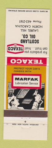 Matchbook Cover - Texaco oil gas Scotland Laurel Hill NC