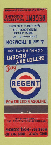Matchbook Cover - Regent oil gas Peterborough ON