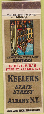 Matchbook Cover - Keeler's State Street Restaurant Albany NY