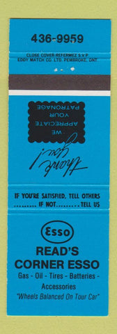Matchbook Cover - Esso oil gas Read's Corners