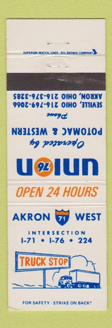 Matchbook Cover - Union 76 oil gas Akron OH Seville