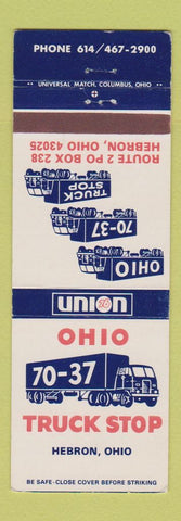 Matchbook Cover - Union 76 oil gas 70-37 Truck Stop Hebron OH