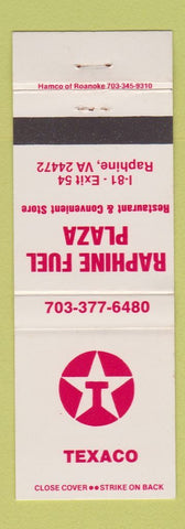 Matchbook Cover - Texaco oil gas Raphine VA