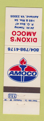 Matchbook Cover - Amoco oil gas Dixon's Ashland VA