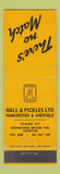 Matchbook Cover - Hall & Pickles Hydra Steels Manchester Sheffield UK 1960