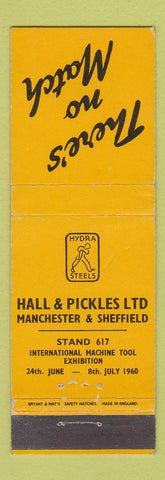 Matchbook Cover - Hall & Pickles Hydra Steels Manchester Sheffield UK 1960