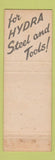 Matchbook Cover - Hall & Pickles Hydra Steels Manchester Sheffield UK 1960