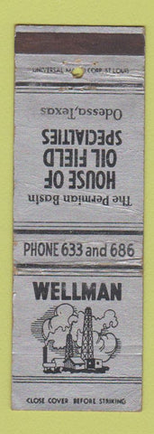 Matchbook Cover - Wellman Oil Field Supply Odessa TX WORN