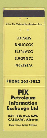 Matchbook Cover - PIX Petroleum Information Exchange Calgary AB
