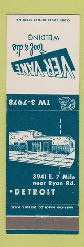 Matchbook Cover - Ver Vane Tool and Die Welding Detroit MI