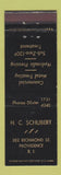 Matchbook Cover - HC Schubert Metal Treating Providence RI