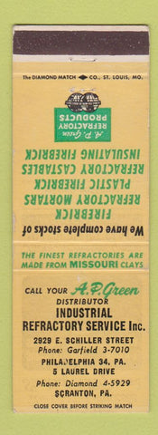 Matchbook Cover - AP Green Refractory Philadelphia PA Scranton PA