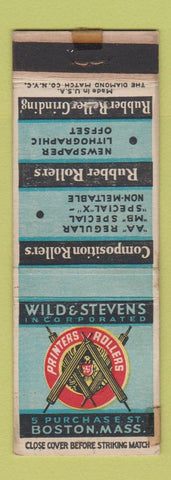 Matchbook Cover - Wild Stevens Composition Rollers Boston MA WEAR