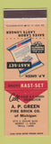 Matchbook Cover - AP Green Kast Set Refractory Fire Brick Detroit MI
