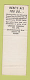 Matchbook Cover - Croma Tap Chromac Chemical Toronto ON Montreal