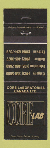 Matchbook Cover - Core Laboratories Calgary Edmonton AB Halifax NS