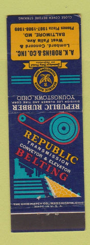 Matchbook Cover - Republic Belting Rubber AK Robins Baltimore MD