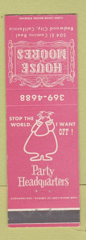 Matchbook Cover - House of Moores Restaurant Redwood City CA