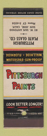 Matchbook Cover - Pittsburgh Paints Plate Glass San Jose CA