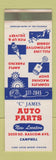 Matchbook Cover - C James Auto Parts Campbell CA WEAR