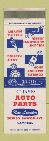 Matchbook Cover - C James Auto Parts Campbell CA WEAR