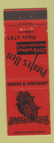 Matchbook Cover - Pirates Den Oakland CA WEAR