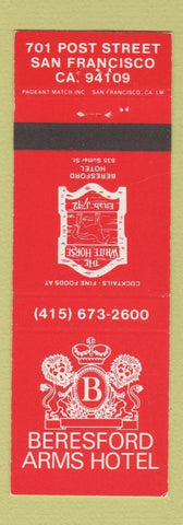 Matchbook Cover - Beresford Arms Hotel San Francisco CA