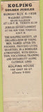 Matchbook Cover - Catholic Kolping Society 1938 New York NY