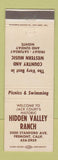 Matchbook Cover - Hidden Valley Ranch Fremont CA