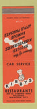 Matchbook Cover - Kirbys Restaurants Redwood City CA