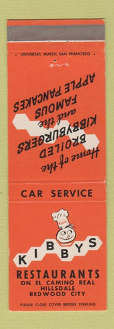 Matchbook Cover - Kirbys Restaurants Redwood City CA