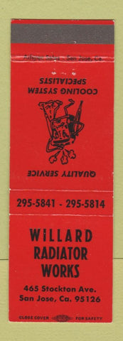 Matchbook Cover - Willard Radiator Works San Jose CA