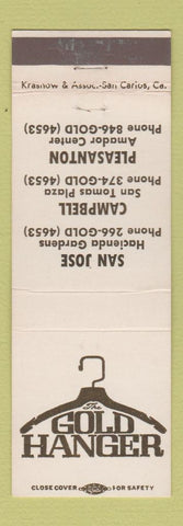 Matchbook Cover - Gold Hanger San Jose Campbell Pleasanton CA
