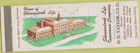 Matchbook Cover - Shenandoah Life Roanoke VA Taylor