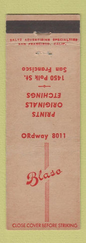 Matchbook Cover - Blaso San Francisco CA prints etchings